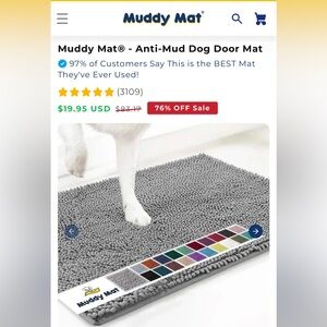 Brand New Muddy Mat Dog Door Mat Gray 19x30
